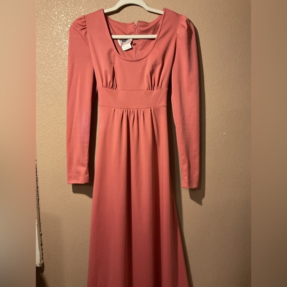 Vintage 1970s Phasell California Prairie Maxi Cottagecore Mauve Dress - Picture 1 of 4